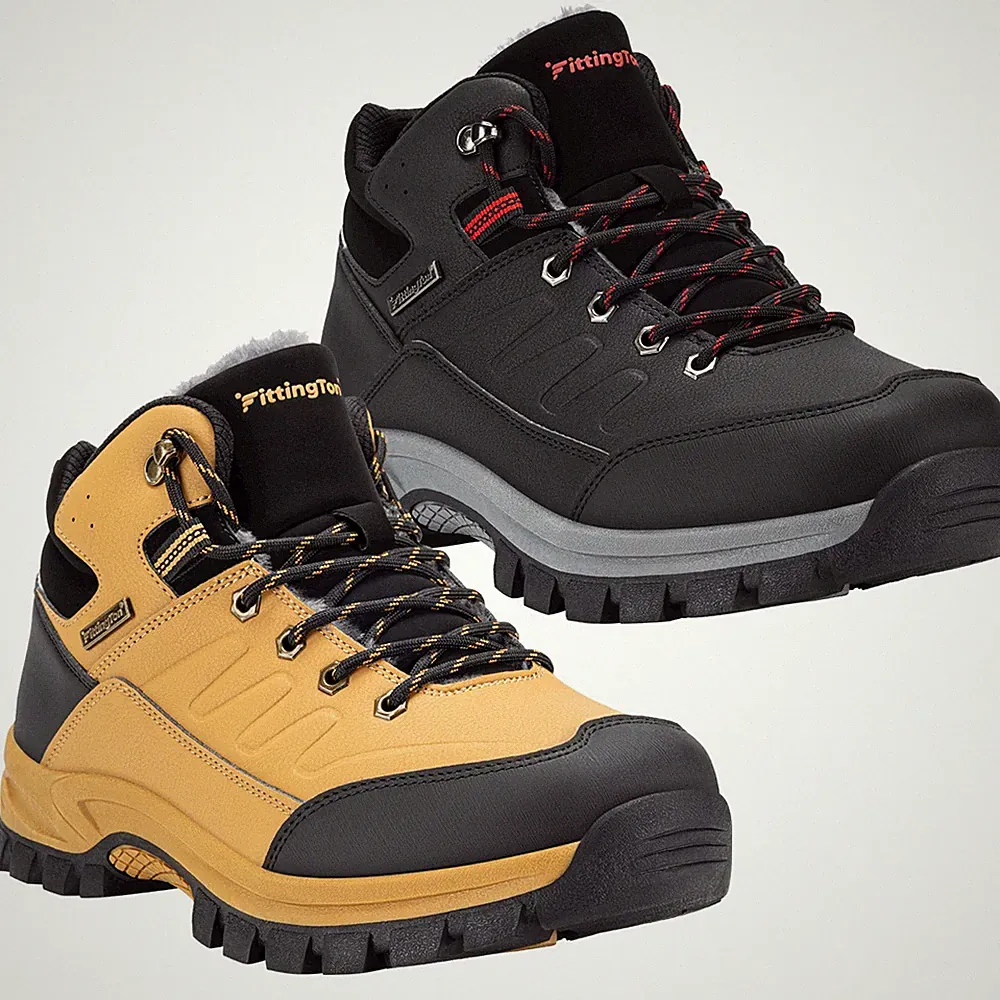 Mens Leather Hiking Winter Boots Insulated Fur Lined Snow Boots Outdoor Sneaker